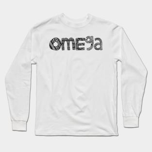 Omega Letter Doodle Pattern Long Sleeve T-Shirt